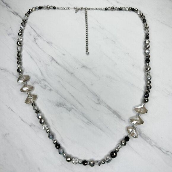 Chico's Metallic Beaded Long Statement Necklace ✨ - Picture 8 of 14